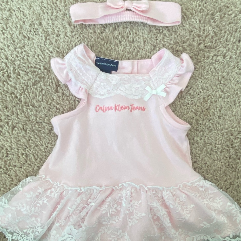 Calvin Klein onesie matching headband